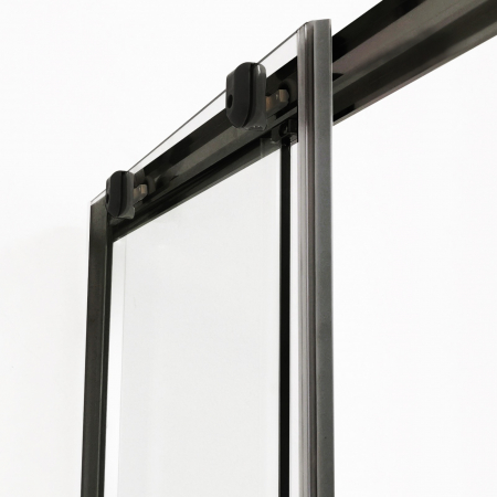 Cabină de duș culisantă de colț mărime 80x80 cm culoare negru mat sticlă securizată de 6 mm model WST 13 [5]