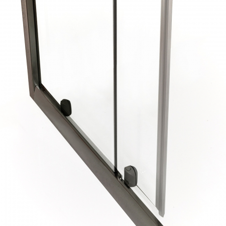 Cabină de duș culisantă de colț mărime 80x80 cm culoare negru mat sticlă securizată de 6 mm model WST 13 [7]