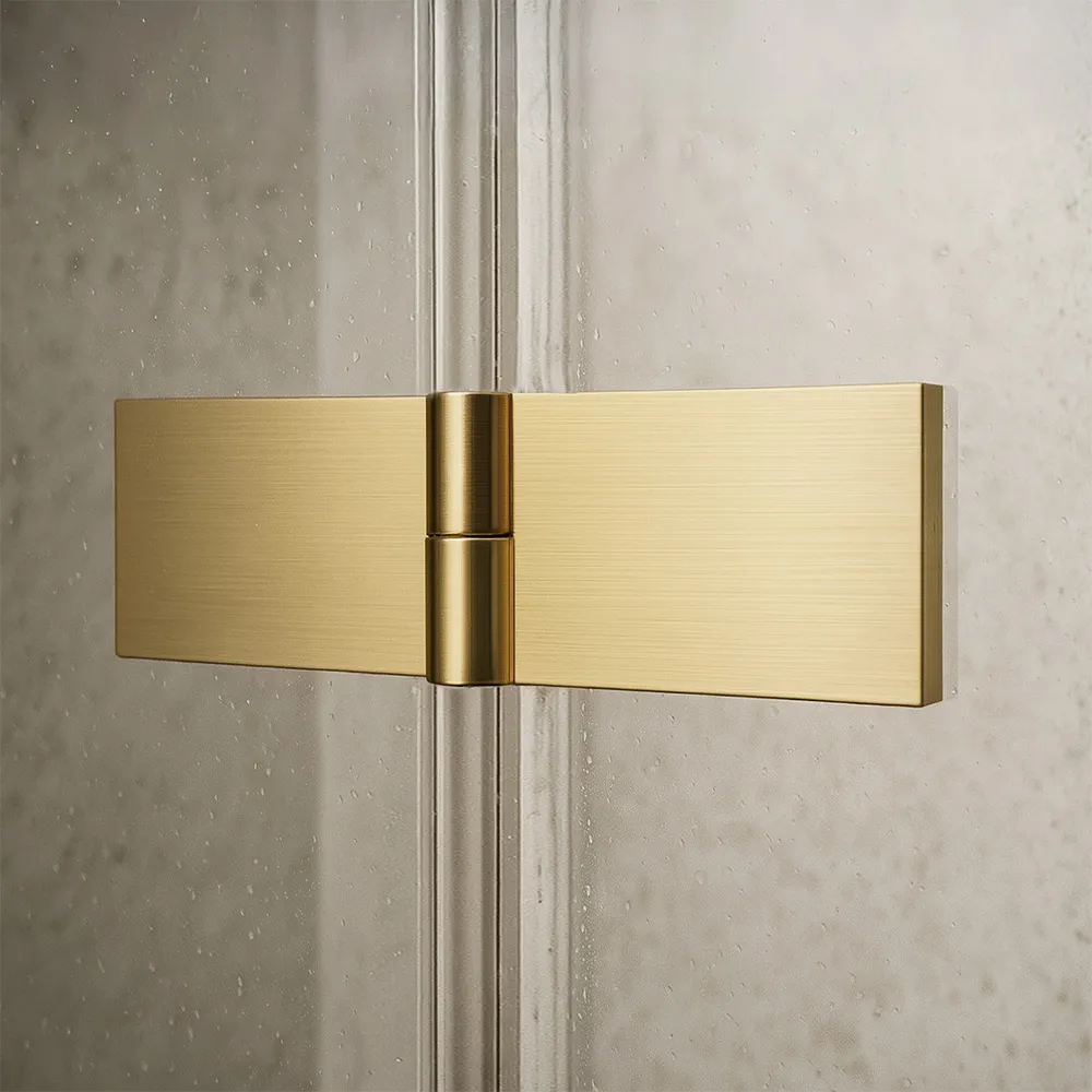 Cabină de duș batantă de colț mărime 80x90 cm finisaj auriu periat sticlă securizată de 6 mm model Atlas Left Gold Brush [4]