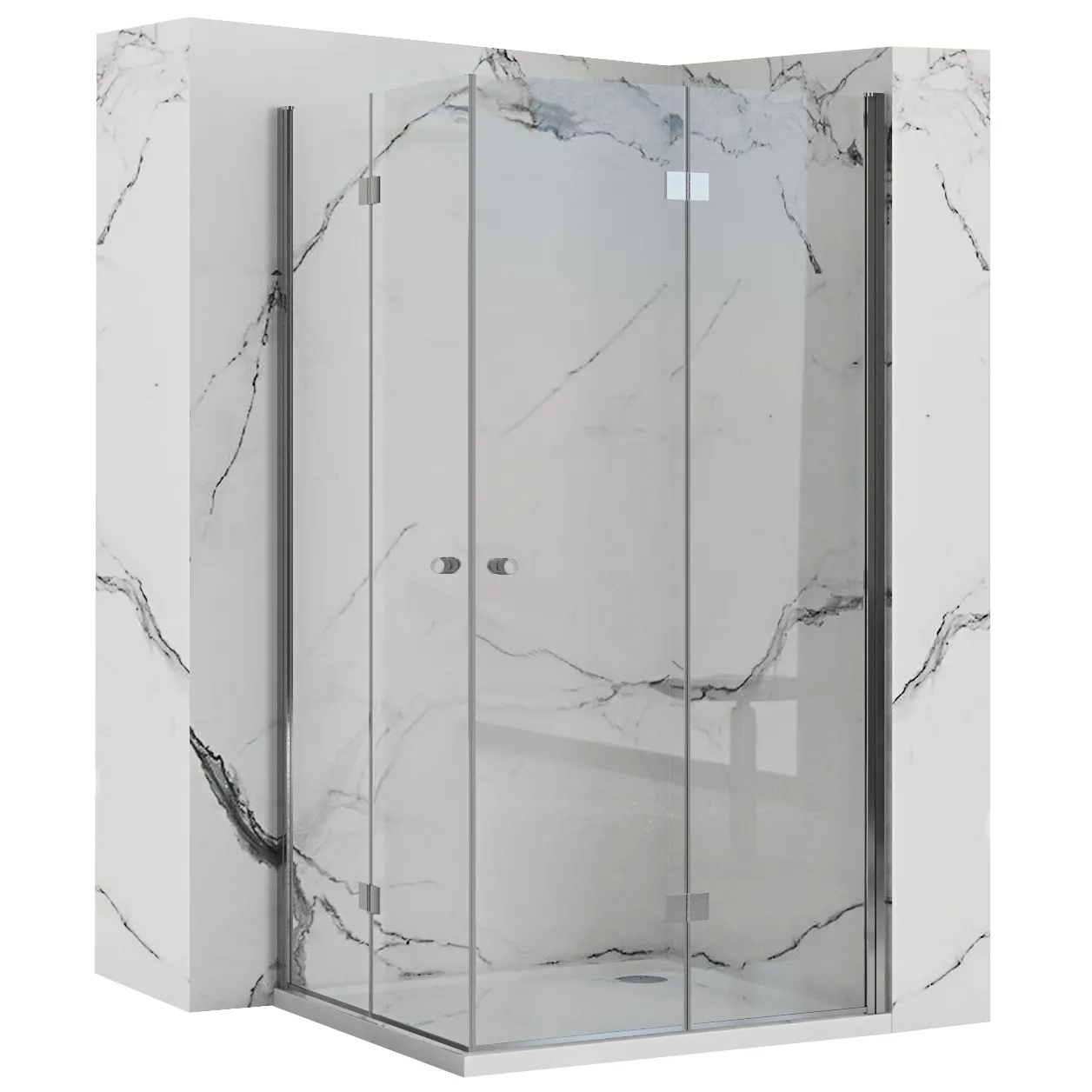 Cabină duș pliabilă de colț mărime 100x120 culoare crom lucios sticlă securizată de 6 mm model Fold N2 Modul