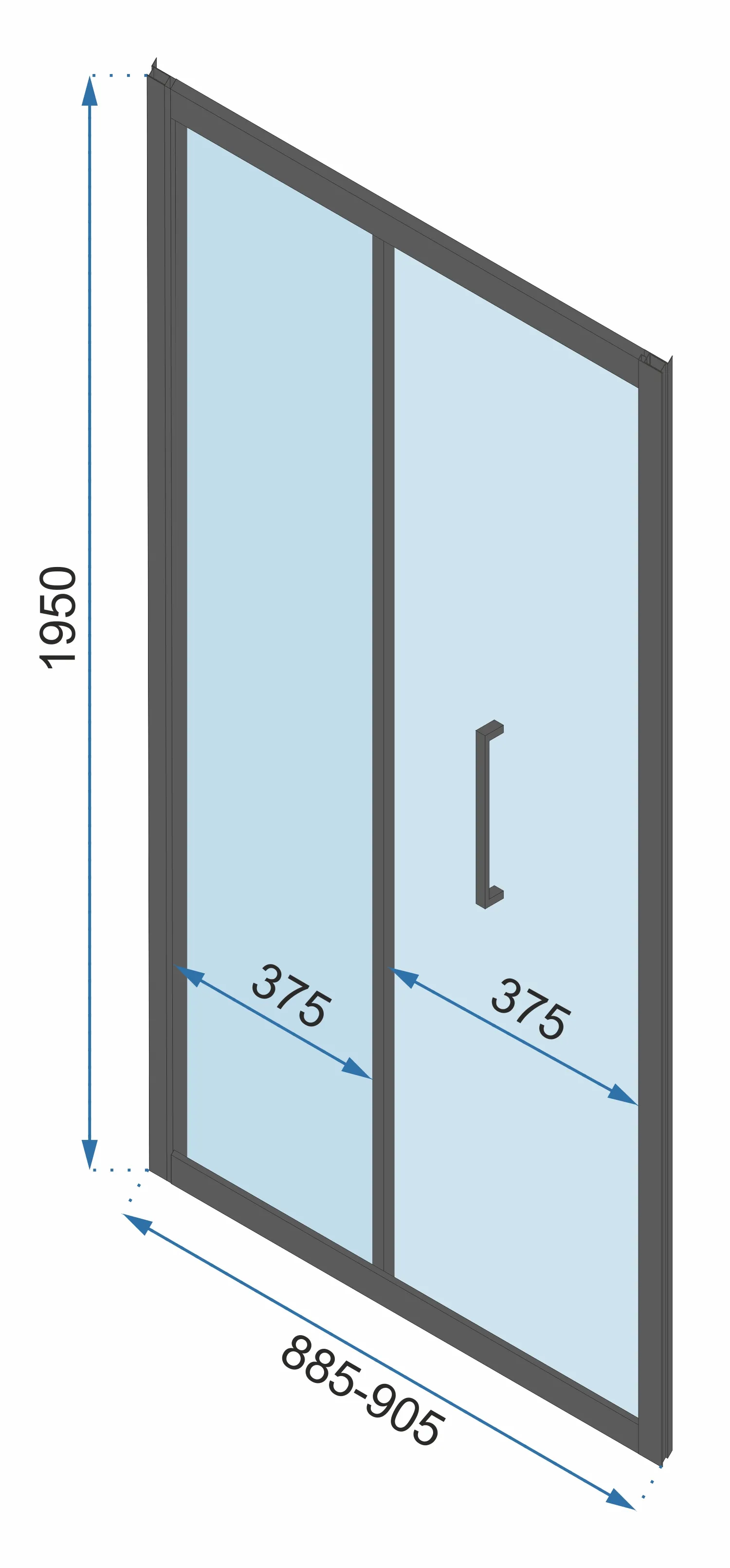 Cabină de duș pliabilă de perete mărime 90x100 cm finisaj negru mat sticlă securizată de 6 mm model Rapid Fold Black [5]