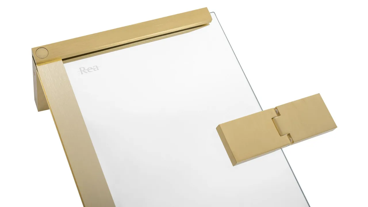 Cabină de duș batantă de colț mărime 90x100 culoare auriu periat sticlă securizată de 6 mm model Hugo Double Gold Brush [6]