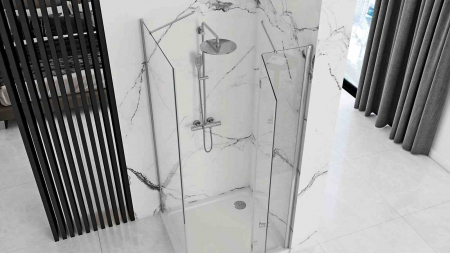 Cabină duș batantă de colț mărime 90x90 cm culoare crom lucios sticlă securizată de 6 mm model Madox Chrome [1]