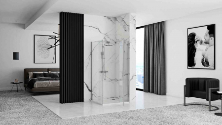 Cabină duș batantă de colț mărime 90x90 cm culoare crom lucios sticlă securizată de 6 mm model Madox Chrome [3]