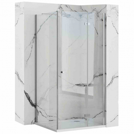 DUȘ - Cabină duș batantă de colț mărime 90x90 cm culoare crom lucios sticlă securizată de 6 mm model Madox Chrome