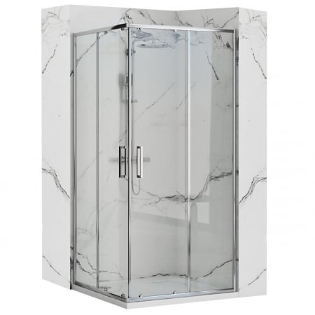 Cabine de duș - Cabină duș culisantă de colț mărime 80x80 cm culoare crom lucios sticlă securizată de 4 mm model Punto Chrome