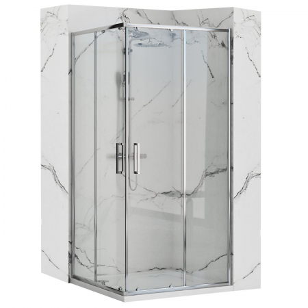 PROMOȚII - Cabină duș culisantă de colț mărime 90x90 culoare crom lucios sticlă securizată de 4 mm model Punto