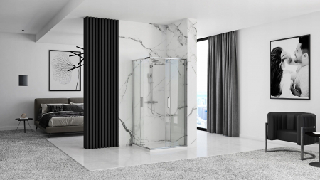 Cabină duș culisantă de colț mărime 80x100 culoare crom lucios sticlă securizată de 4 mm model Punto [3]