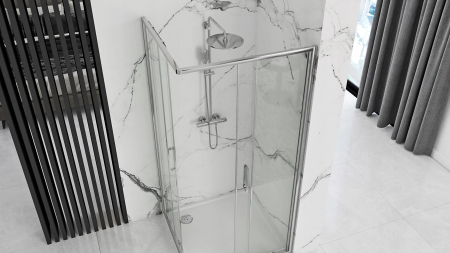 Cabină duș culisantă de colț mărime 80x100 culoare crom lucios sticlă securizată de 4 mm model Punto [4]