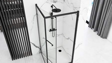 Cabină de duș culisantă de colț mărime 90x90 cm culoare negru mat sticlă securizată de 6 mm model Space In Black Matt [5]