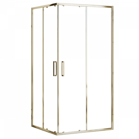Cabină duș culisantă de colț mărime 80x100 culoare auriu lucios sticlă securizată de 4 mm model Punto Gold [5]