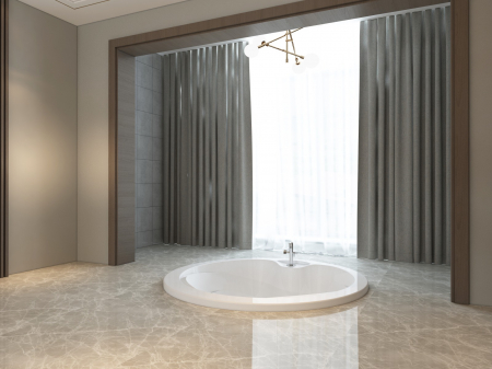 Căzi Freestanding - Cadă freestanding încastrată în pardosea formă rotundă 160x160 cm culoare albă model Teo