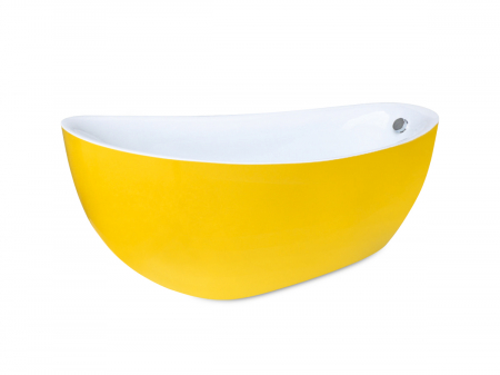 Căzi Freestanding - Cadă freestanding formă ovală 170x78x69 cm culoare alb și galben model Ariana