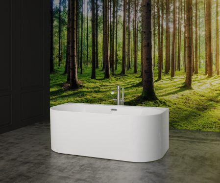 Căzi Freestanding - Cadă freestanding lipită de perete formă dreptunghiulară 150x80 cm culoare albă model Armonia