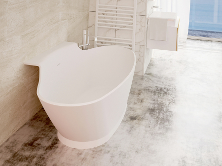 Cadă freestanding lipită de perete formă ovală 172x102x63 cm culoare albă model Stone Anna [3]