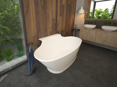 Cadă freestanding lipită de perete formă ovală 172x102x63 cm culoare albă model Stone Anna [2]