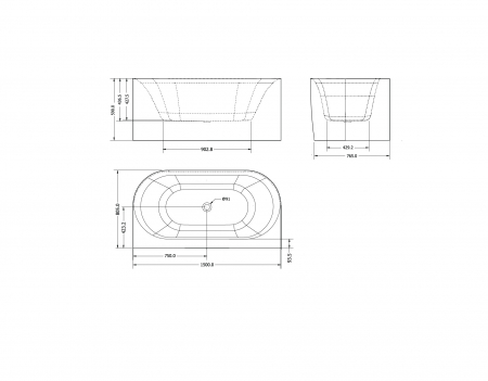 Cadă freestanding lipită de perete formă dreptunghiulară 150x80 cm culoare albă model Armonia [8]