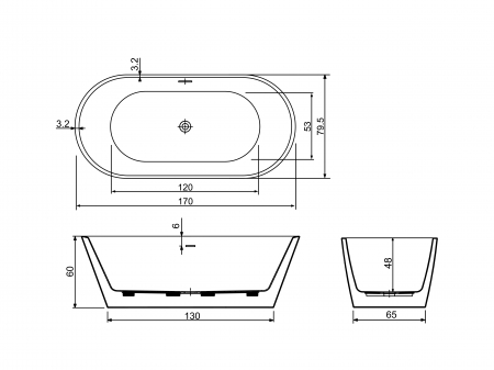 Cadă freestanding formă ovală 170x80x60 cm culoare albastră model Milea [2]
