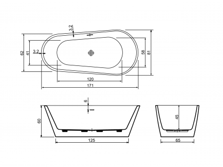 Cadă freestanding formă ovală 171x81x60 cm culoare roșie model Milea [2]