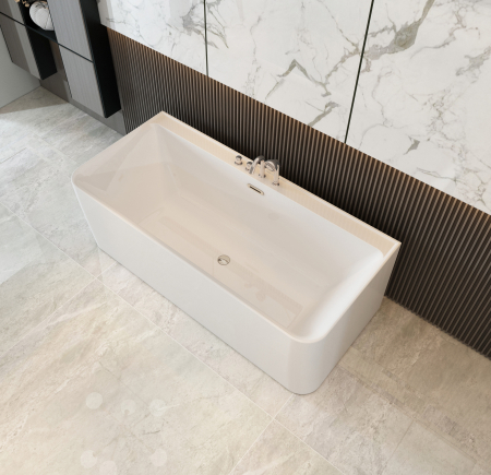 Cadă freestanding lipită de perete formă dreptunghiulară 170x80x59 cm culoare albă model Rivana [1]