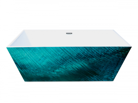 Căzi Freestanding - Cadă freestanding formă dreptunghiulară 170x80x59 cm culoare alb și verde model Perla