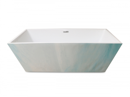 Căzi Freestanding - Cadă freestanding formă dreptunghiulară 170x80x59 cm culoare alb și albastru model Orhidee