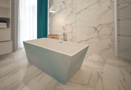 Cadă freestanding formă dreptunghiulară 170x80x59 cm culoare alb și albastru model Orhidee [3]