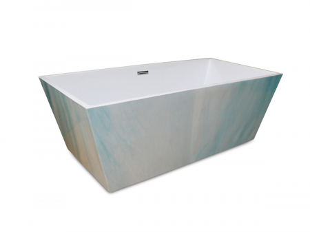 Cadă freestanding formă dreptunghiulară 170x80x59 cm culoare alb și albastru model Orhidee [1]