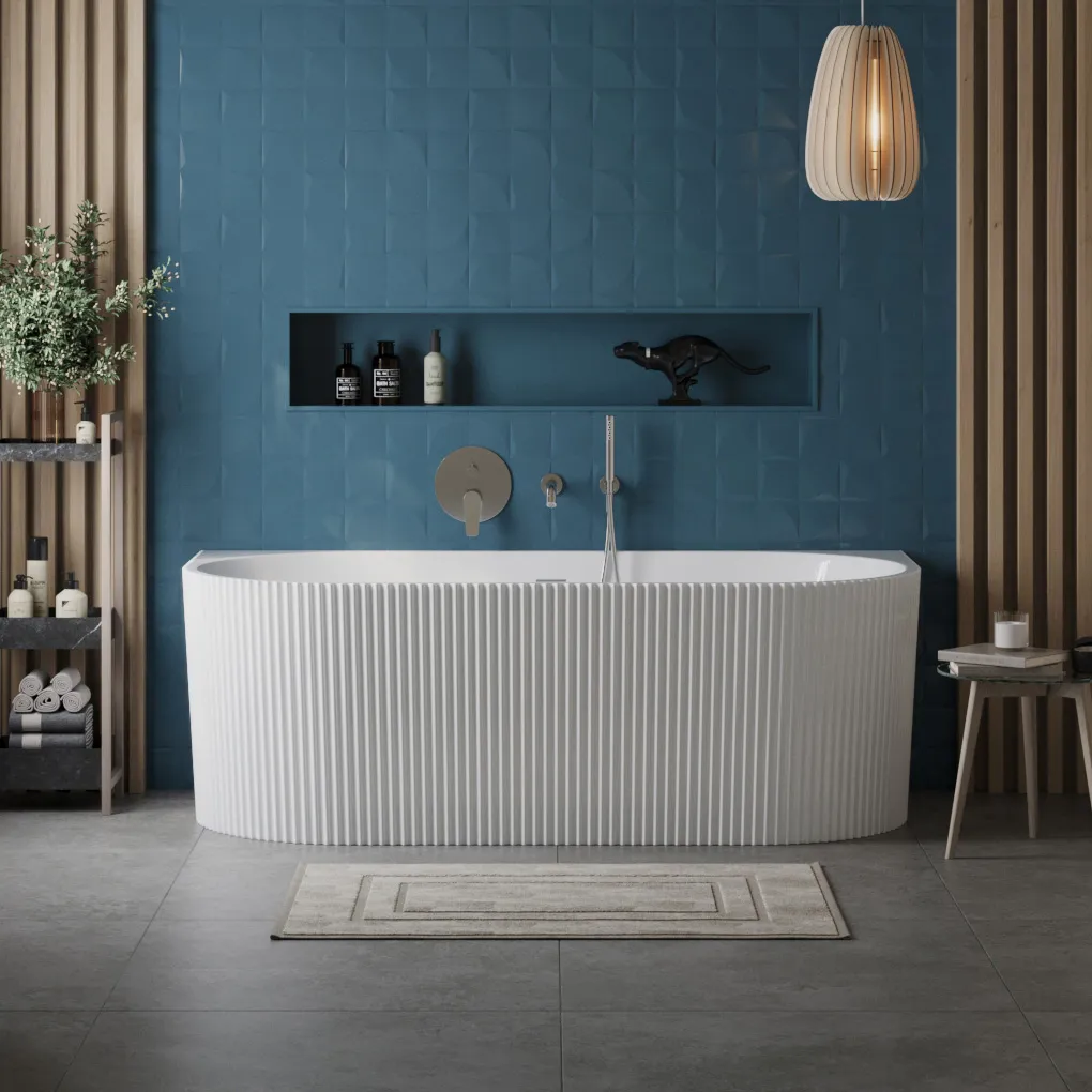 Cadă freestanding lipită de perete formă dreptunghiulară 170x79x58 cm culoare albă model Veneta [2]