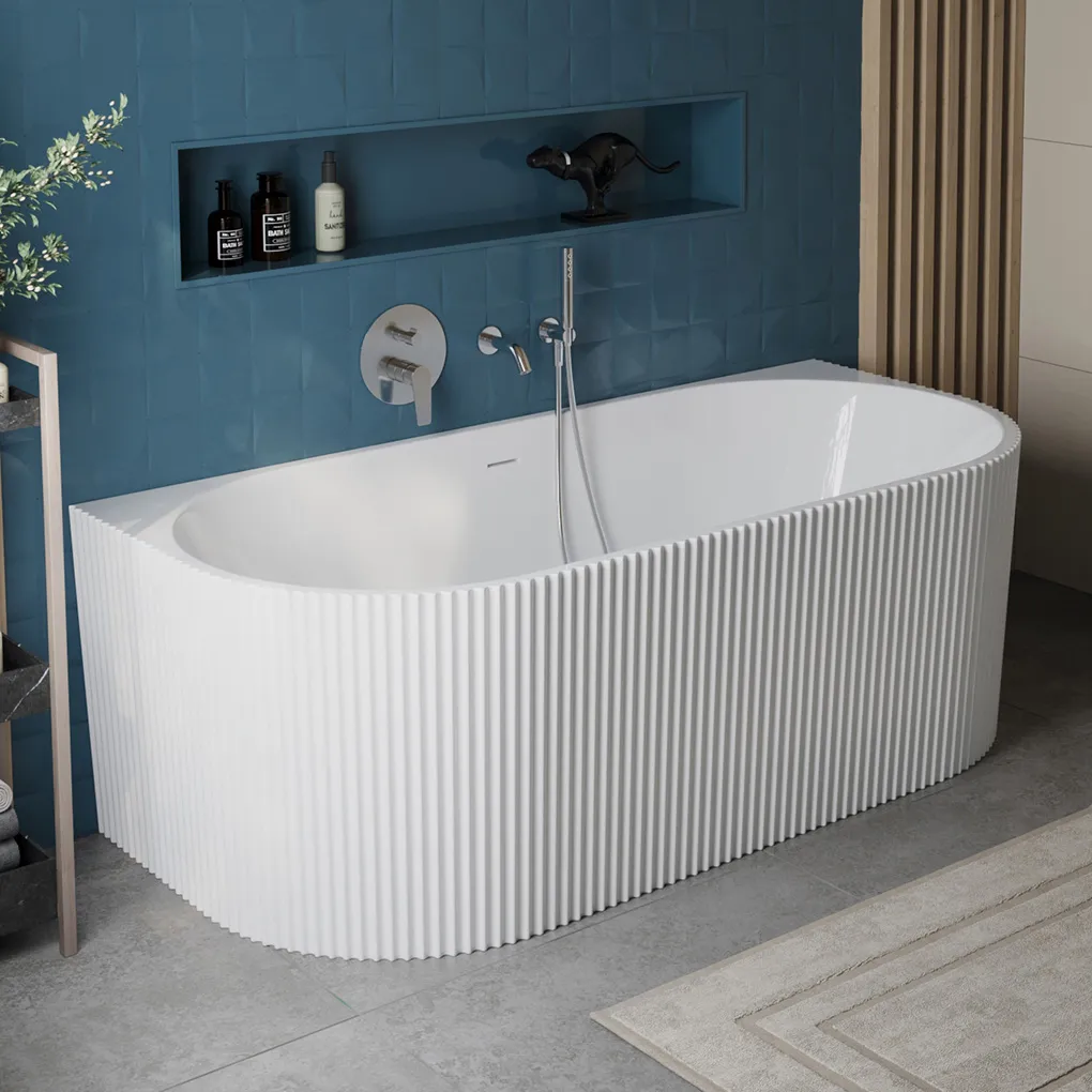 Cadă freestanding lipită de perete formă dreptunghiulară 170x79x58 cm culoare albă model Veneta [1]