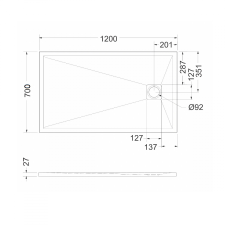 Cădiță de duș mărime 70x120 cm culoare alb mat formă dreptunghiulară din compozit model Eliza White [4]