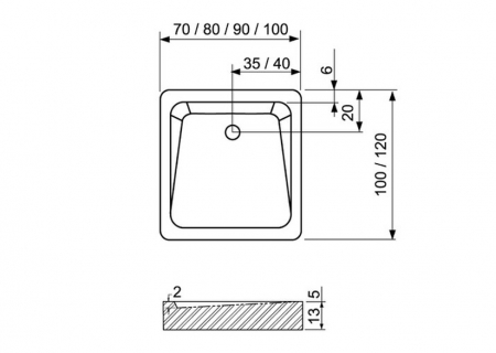 Cădiță de duș mărime 90x120 cm culoare alb lucios formă dreptunghiulară din acril sanitar model Achile White [8]