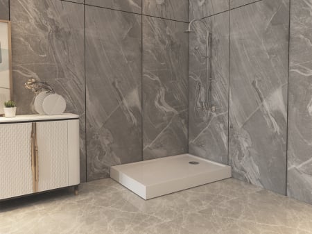 Cădiță de duș mărime 82x102 cm culoare alb lucios formă dreptunghiulară din acril sanitar model Aida White [6]