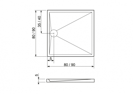 Cădiță duș mărime 80x80 cm culoare alb lucios formă pătrată din acril sanitar model Anya White [8]