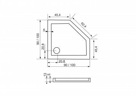 Cădiță de duș mărime 100x100 cm culoare alb lucios formă pătrată din acril sanitar model Cleo White [4]
