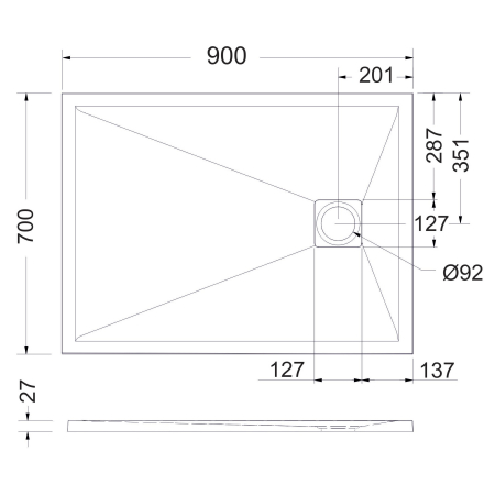 Cădiță duș mărime 70x90 cm culoare gri mat formă dreptunghiulară din compozit model Eliza Grey [4]