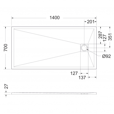 Cădiță duș mărime 70x140 cm culoare gri mat formă dreptunghiulară din compozit model Eliza Grey [4]