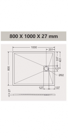 Cădiță duș mărime 80x100 cm culoare negru mat formă dreptunghiulară din compozit model Eliza Black [4]