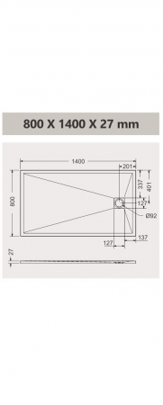 Cădiță de duș mărime 80x140 cm culoare negru mat formă dreptunghiulară din compozit model Eliza Black [4]