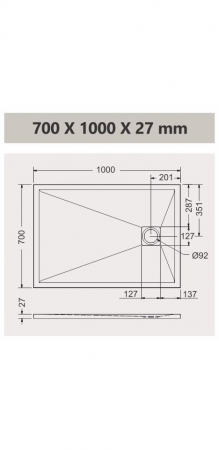 Cădiță duș mărime 70x100 cm culoare negru mat formă dreptunghiulară din compozit model Eliza Black [4]