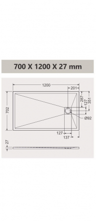 Cădiță duș mărime 70x120 cm culoare negru mat formă dreptunghiulară din compozit model Eliza Black [4]
