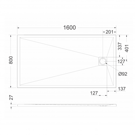 Cădiță duș mărime 80x160 cm culoare alb mat formă dreptunghiulară din compozit model Eliza White [4]