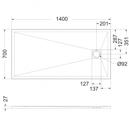 Cădiță de duș mărime 70x140 cm culoare alb mat formă dreptunghiulară din compozit model Eliza White [4]