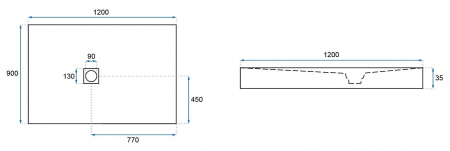 Cădiță duș mărime 90x120 cm culoare gri mat formă dreptunghiulară din acril mineral model model Grey Rock [5]