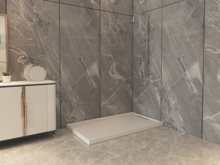 Cădiță de duș mărime 80x140 cm culoare alb lucios formă dreptunghiulară din acril sanitar model Iris White [6]