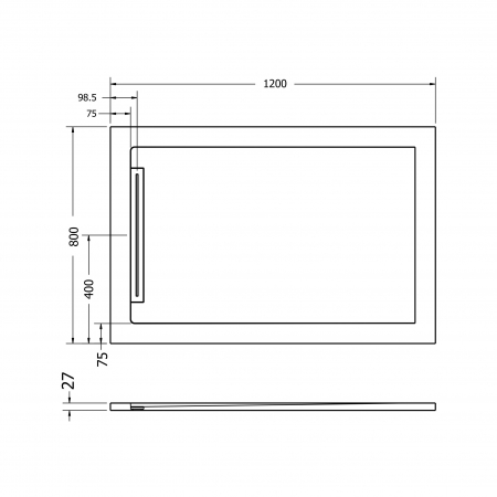 Cădiță de duș mărime 80x120 cm  culoare crem mat formă dreptunghiulară din compozit model Freya Cream [5]