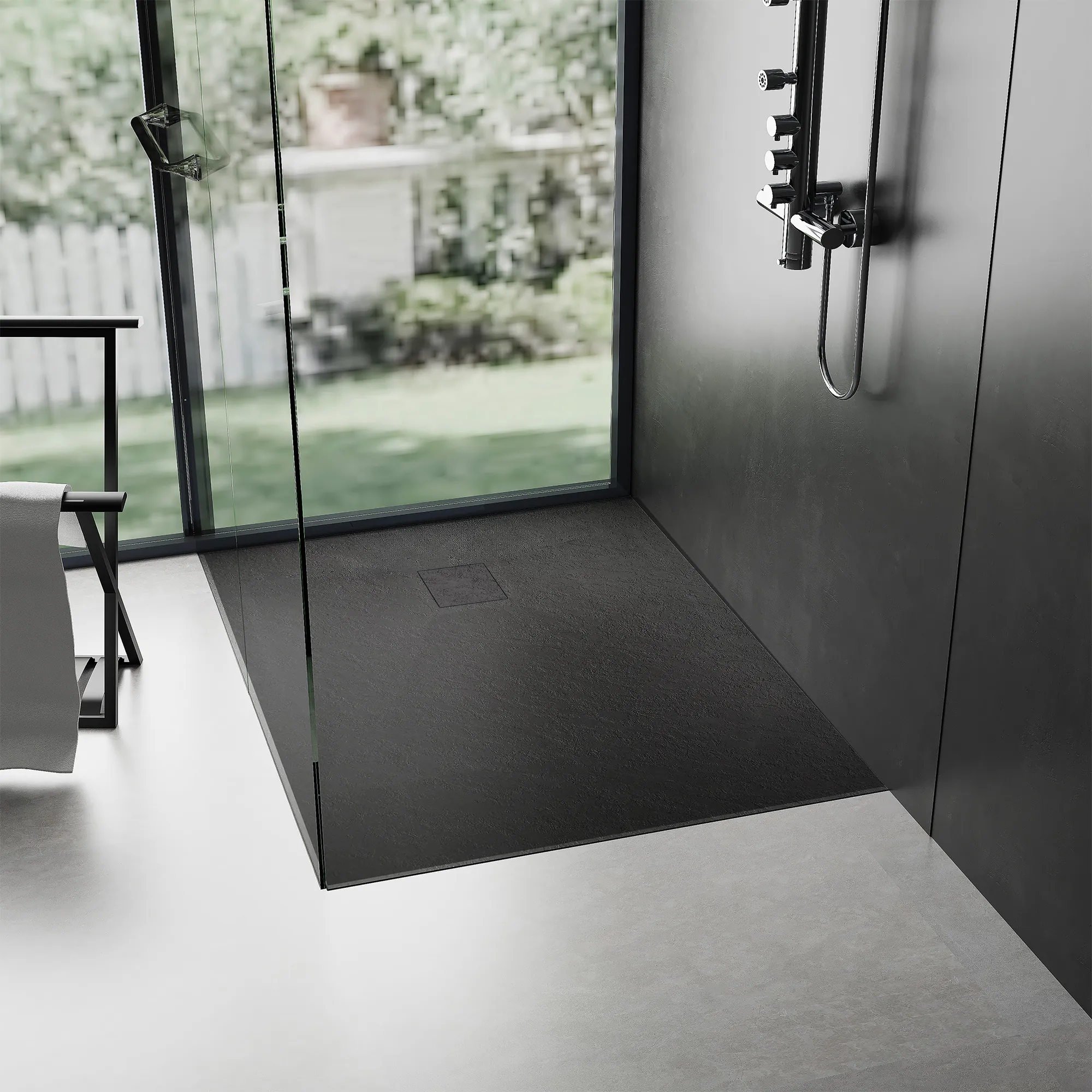 Cădiță duș mărime 90x90 cm culoare negru mat formă pătrată din acril mineral model Magnum Black [2]