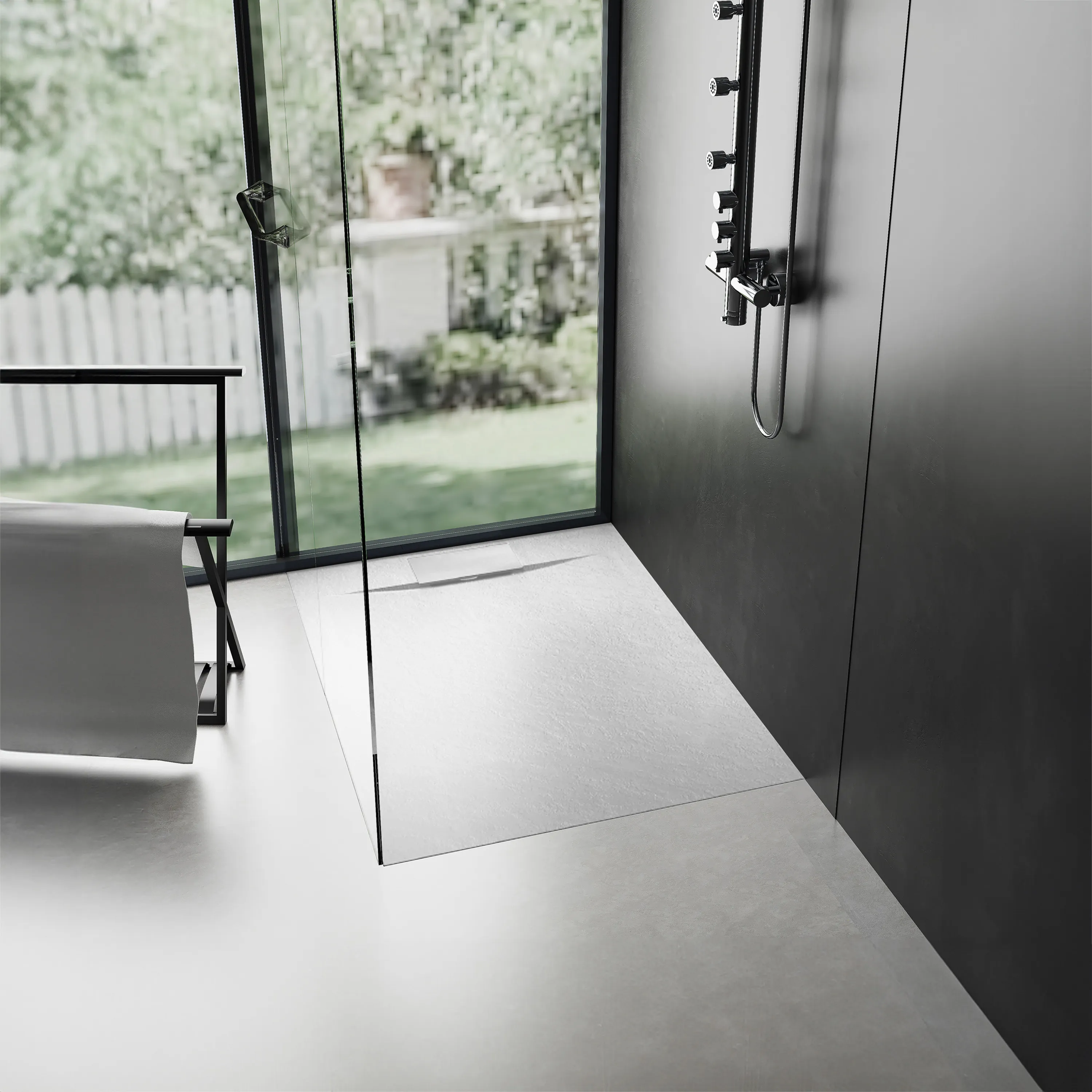 Cădiță duș mărime 90x90 cm culoare alb mat formă pătrată din acril mineral model Bazalt White [2]