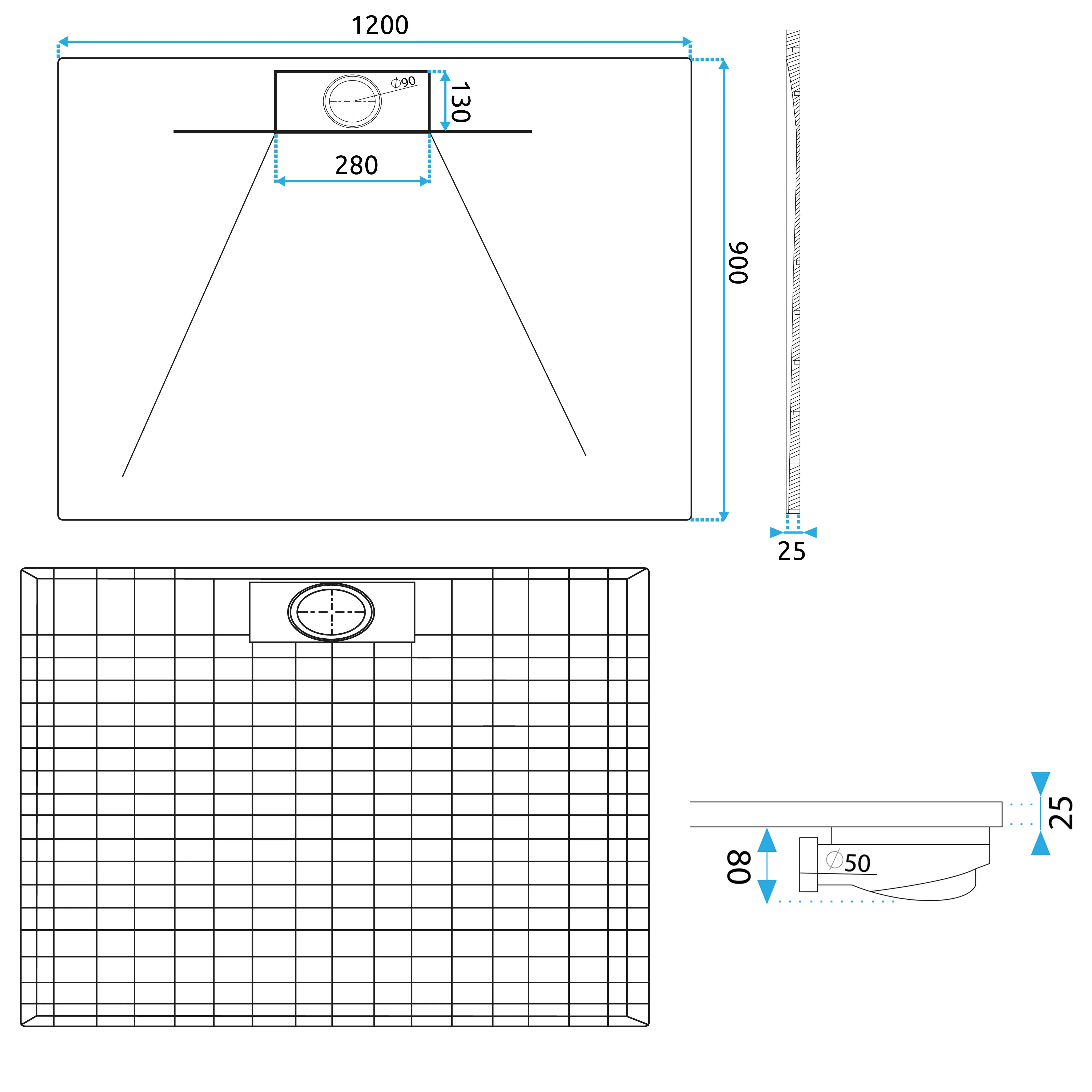 Cădiță duș mărime 90x120 culoare alb mat formă dreptunghiulară din acril mineral model Bazalt Long White [8]