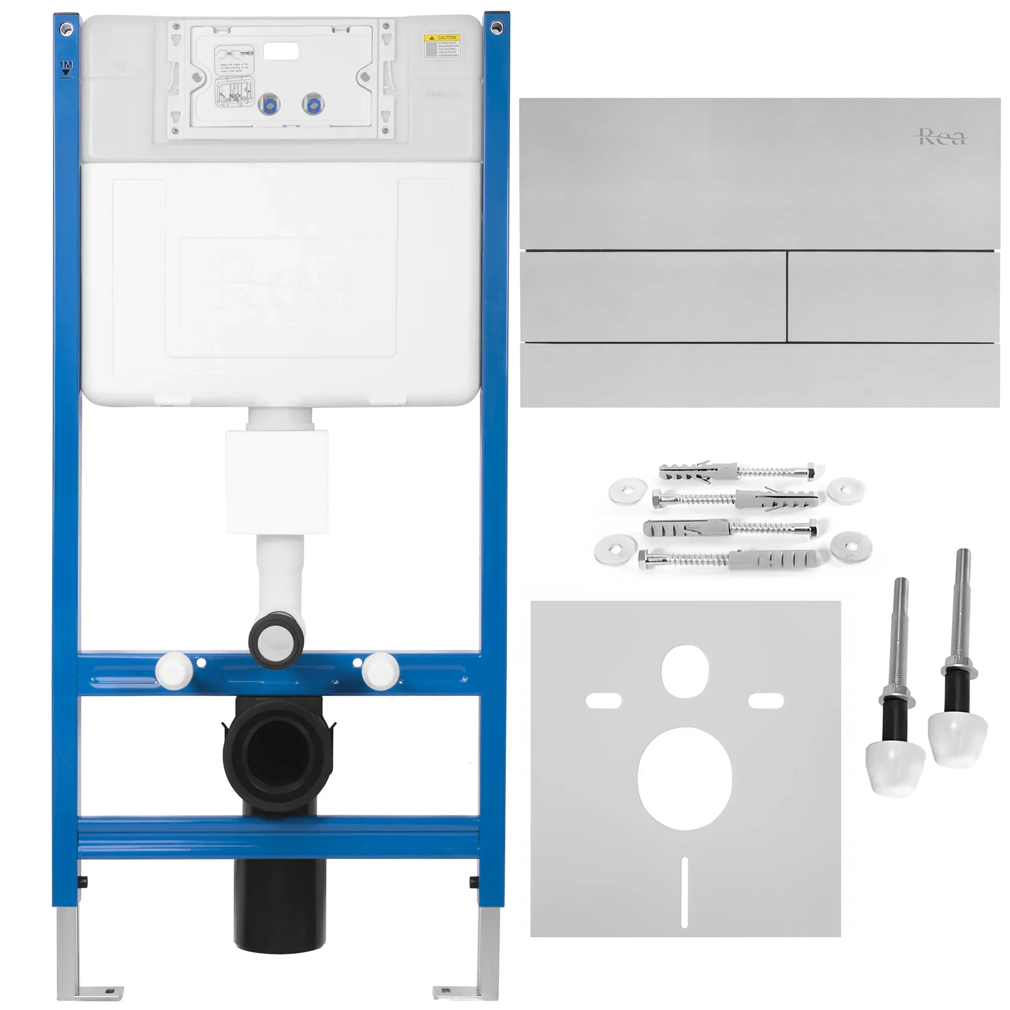 VASE WC ȘI BIDEURI - Cadru cu rezervor încastrat pentru wc + clapetă de acționare inclusă culoare oțel periat model pătrat K011A-Q Steel Brushed